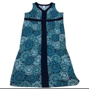 Catherines Size 2X 22/24 Sleeveless Maxi Dress Teal And Navy Blue